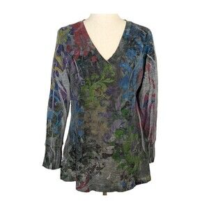 Mushka By Sienna Rose Women's XL Semi-Sheer Pullover Floral Top Tee